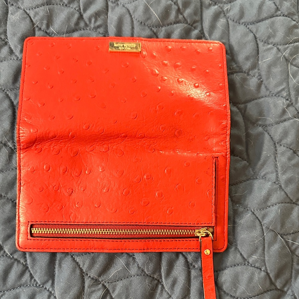 Kate Spade Vibrant Red Textured Wallet or Checkbook wallet